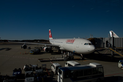 写真:はじめてのスイス航空直行便