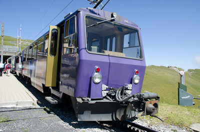 写真:ロシュ・ド・ネの植物園と下りの登山鉄道